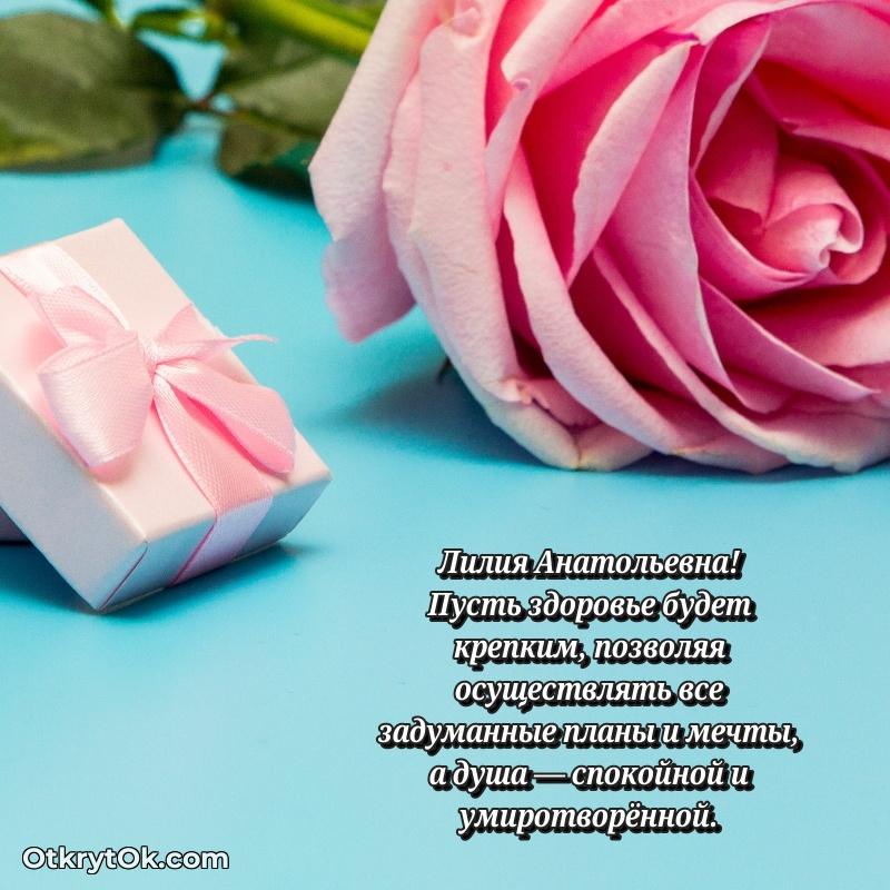 Мягкие оттенки в праздничной открытке Лилии Анатольевне